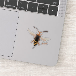 Funny angry hornet wasp cartoon illustration sticker