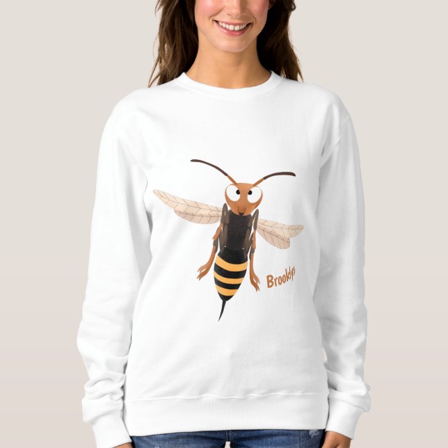 Funny angry hornet wasp cartoon illustration  sweatshirt (Front)