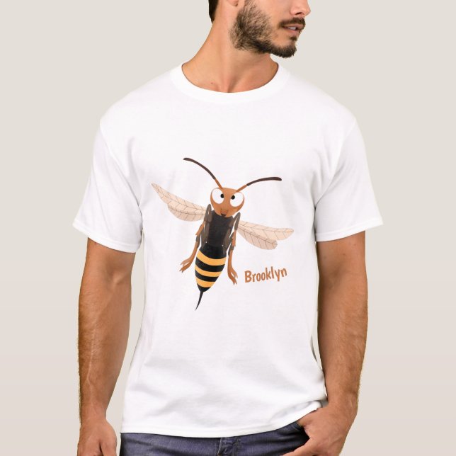 Funny angry hornet wasp cartoon illustration T-Shirt (Front)