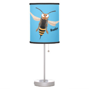 Funny angry hornet wasp cartoon illustration table lamp