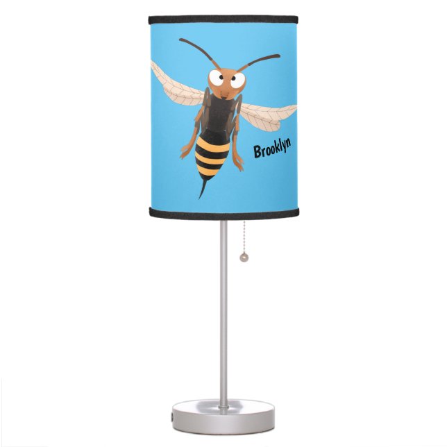 Funny angry hornet wasp cartoon illustration table lamp (Left)