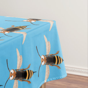 Funny angry hornet wasp cartoon illustration  tablecloth