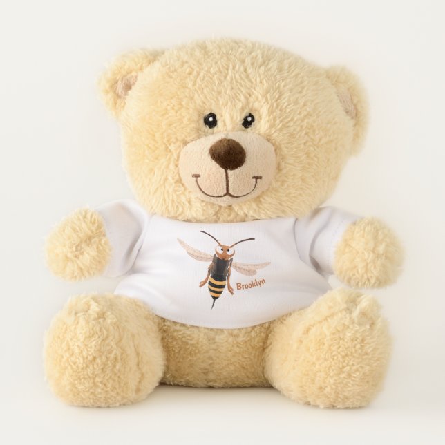 Funny angry hornet wasp cartoon illustration  teddy bear (Front)