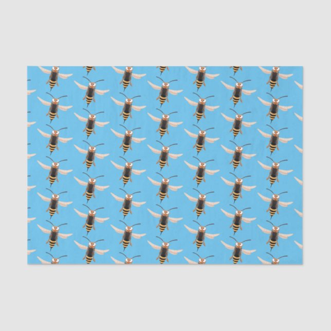 Funny angry hornet wasp cartoon illustration  tissue paper (Front)