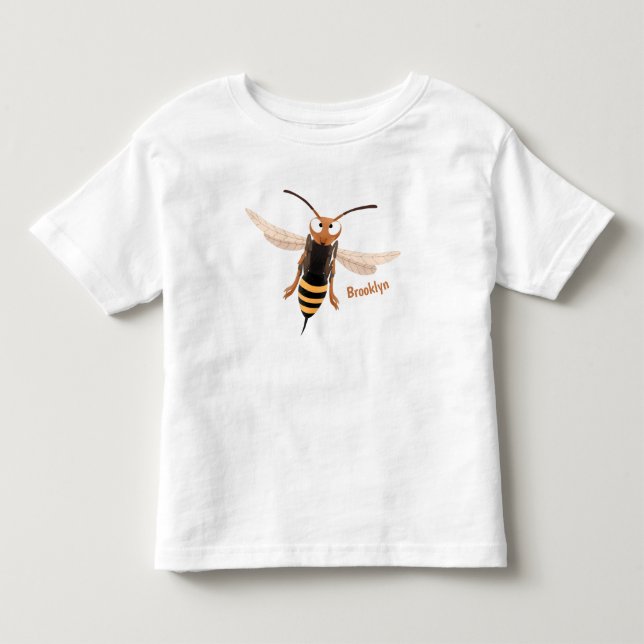 Funny angry hornet wasp cartoon illustration toddler t-shirt (Front)