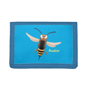 Funny angry hornet wasp cartoon illustration trifold wallet