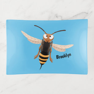 Funny angry hornet wasp cartoon illustration trinket tray