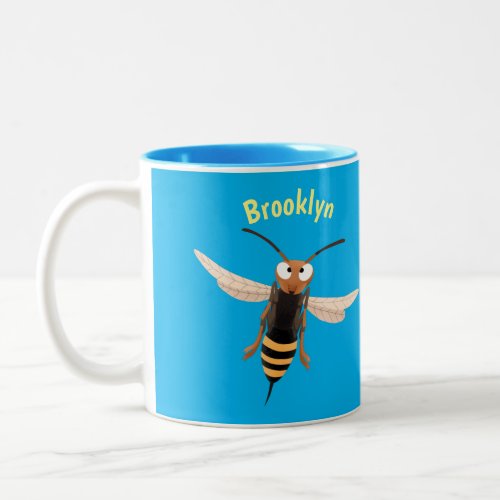Funny angry hornet wasp cartoon illustration  Two_Tone coffee mug