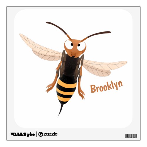 Funny angry hornet wasp cartoon illustration wall decal