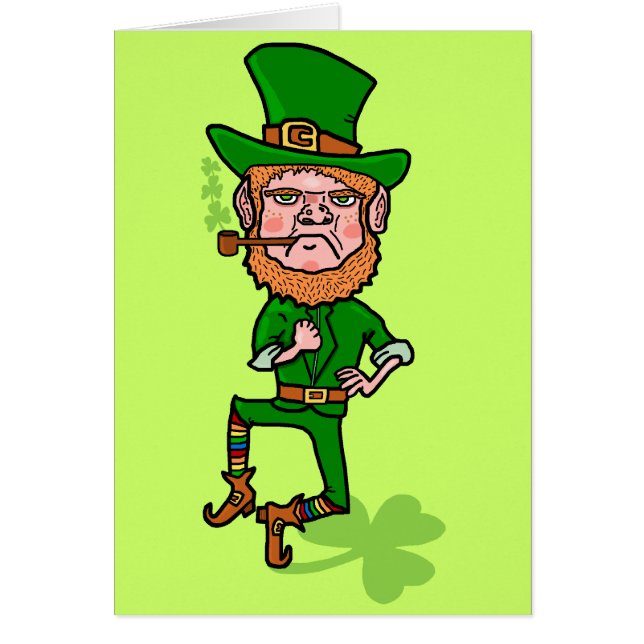 Funny Angry Lucky Irish Leprechaun Cards (Front)