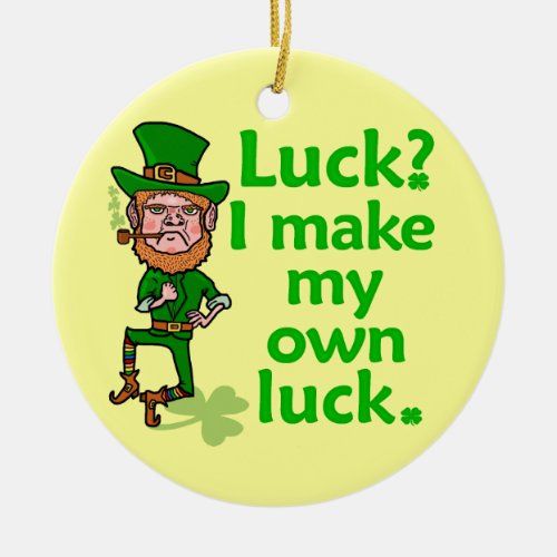 Funny Angry Lucky Irish Leprechaun Ceramic Ornament
