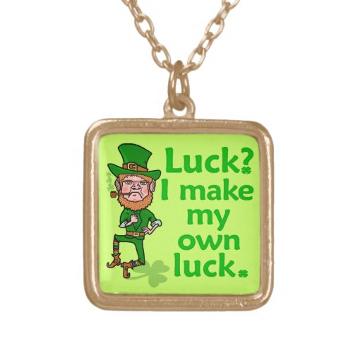 Funny Angry Lucky Irish Leprechaun Gold Plated Necklace