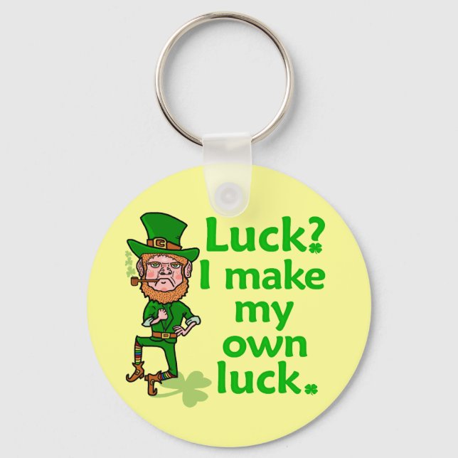 Funny Angry Lucky Irish Leprechaun Keychain (Front)