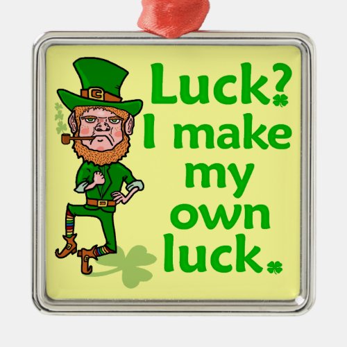 Funny Angry Lucky Irish Leprechaun Metal Ornament