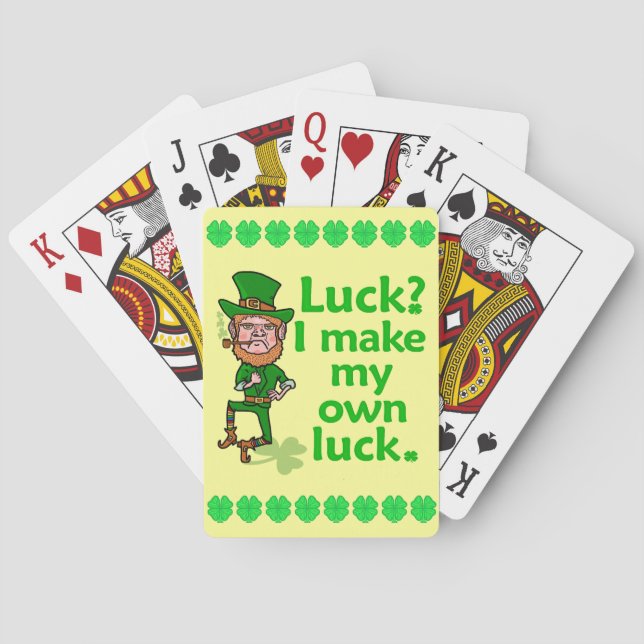 Funny Angry Lucky Irish Leprechaun Poker Cards (Back)