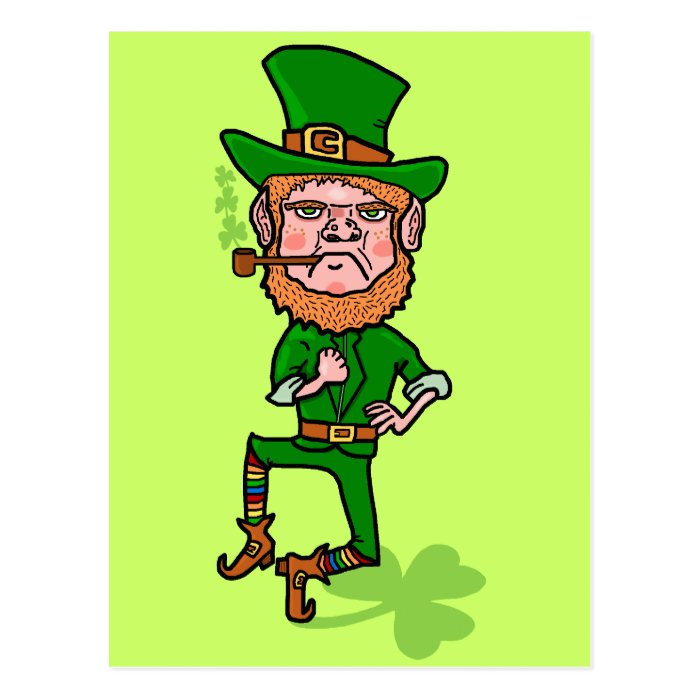 Funny Angry Lucky Irish Leprechaun Post Card