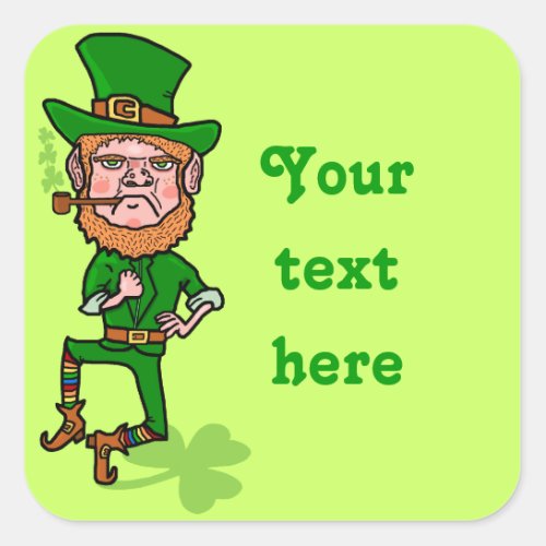 Funny Angry Lucky Irish Leprechaun Square Sticker