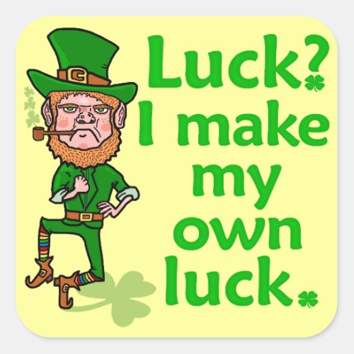 Funny Angry Lucky Irish Leprechaun Square Sticker