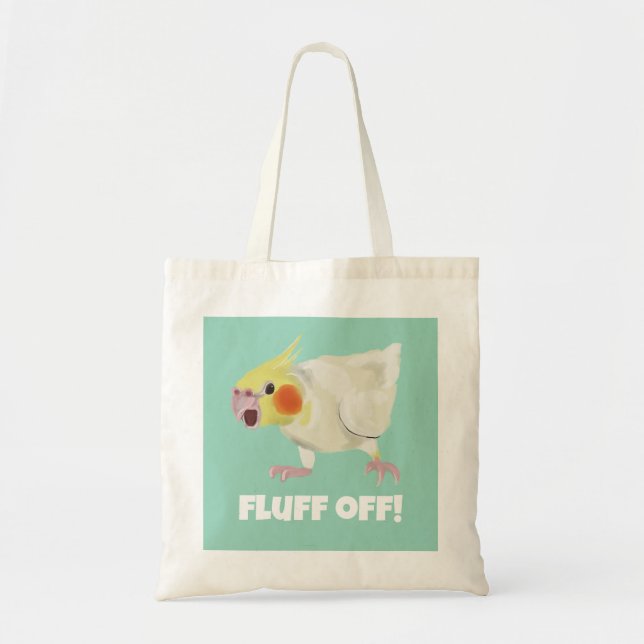 Funny Angry Lutino Cockatiel Fluff Off Pet Parrot Tote Bag (Front)
