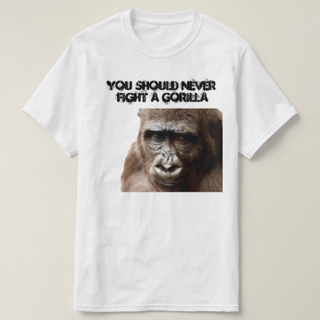 Funny Angry Macho Gorilla Humorous Monkey  T-Shirt (Design Front)