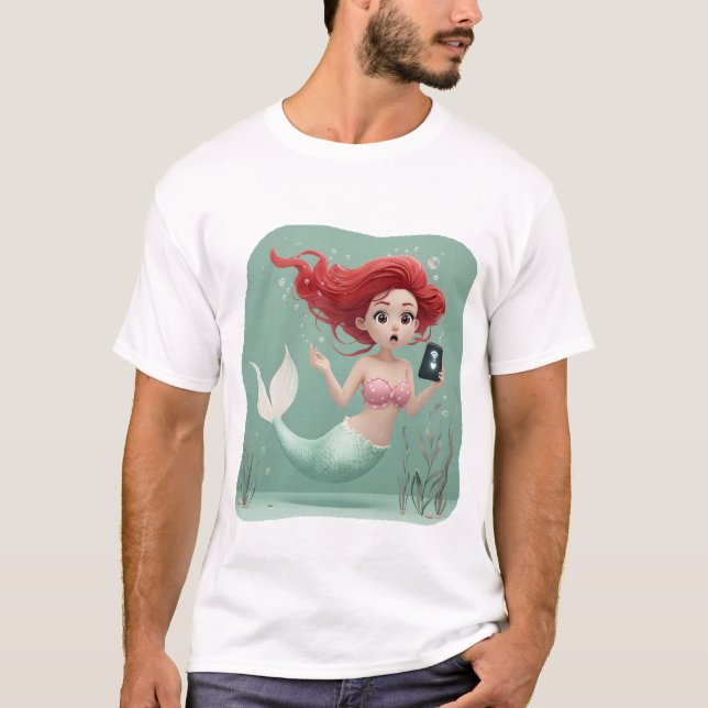 Funny Angry Mermaid No Signal Underwater Art. T-Shirt (Front)