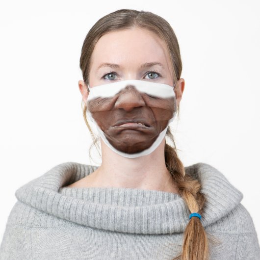 Funny Angry Old Lady Face Mask (Worn)