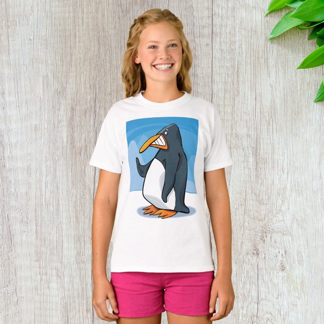 Funny Angry Penguin Cartoon Cool Waving  T-Shirt (Creator Uploaded)