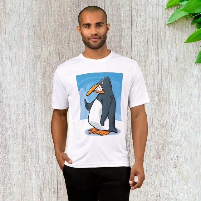 Funny Angry Penguin Cartoon Cool Waving  T-Shirt (Creator Uploaded)