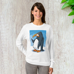 Funny Angry Penguin Cartoon Cool Waving  T-Shirt
