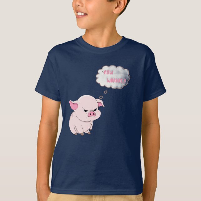 ​Funny Angry Pig Now Whaaat Kids T-Shirt (Front)