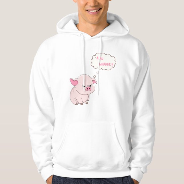 Funny Angry Pig Now Whaat Pullover Hoodie (Front)