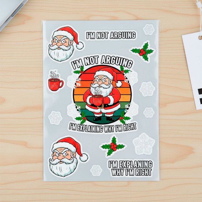 Funny Angry Santa Christmas Sarcastic Holiday Gift Classic Round Sticker (Creator Uploaded)