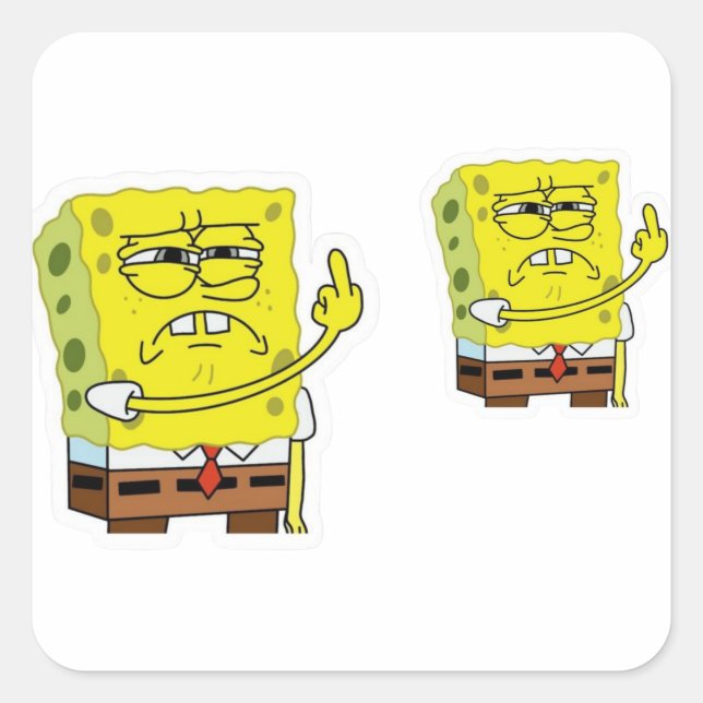 Funny Angry Sponge Cartoon Sticker - Grumpy Mood  (Front)