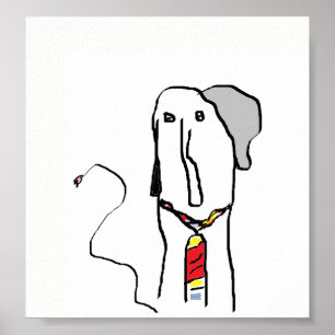 Funny Animal Art Elephant Poster