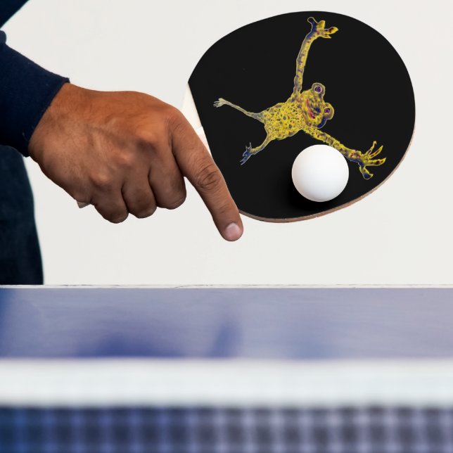 Funny Animal Art Frog exercising Ping-Pong Paddle (Insitu)