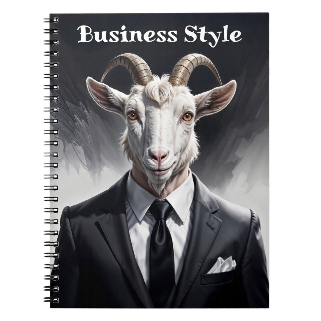 Funny animal boss surreal suited goat character notebook (Front)