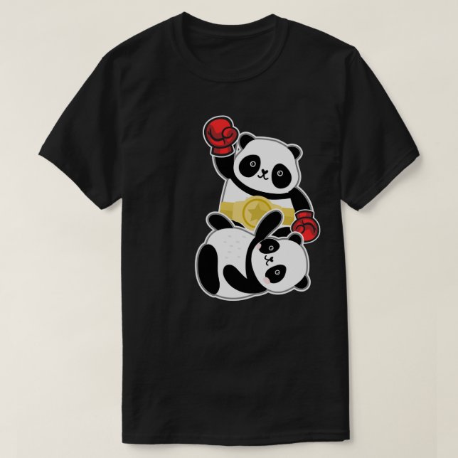 Funny Animal Boxing Panda Wrestling T-Shirt (Design Front)