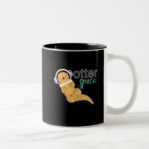 Funny Animal Cartoon Humor Otter Space Two_Tone Coffee Mug