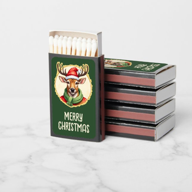 Funny Animal Christmas Favorites - Deer 2 Matchboxes (Stacked)