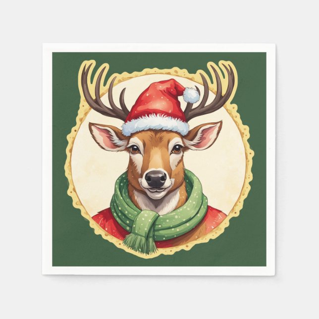 Funny Animal Christmas Favorites - Deer 2 Napkins (Front)