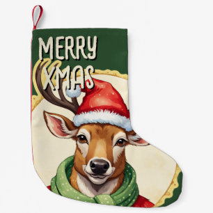Funny Animal Christmas Favorites - Deer 2 Small Christmas Stocking