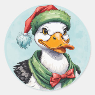 Funny Animal Christmas Favorites - Duck 2 Classic Round Sticker
