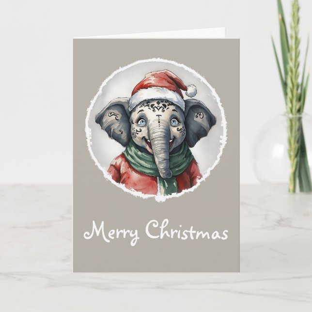 Funny Animal Christmas Favorites - Elephant 2 Card (Front)