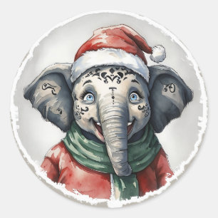 Funny Animal Christmas Favorites - Elephant 2 Classic Round Sticker