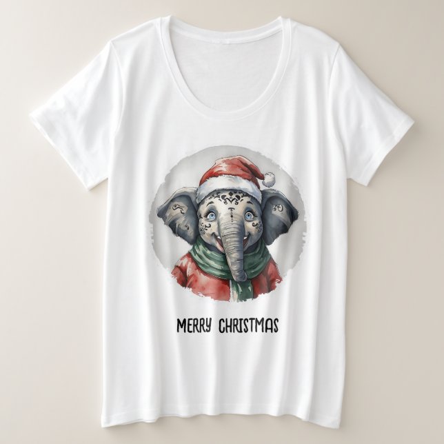 Funny Animal Christmas Favorites - Elephant 2 Plus Size T-Shirt (Design Front)