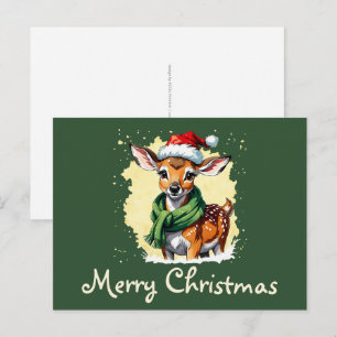 Funny Animal Christmas Favorites - Fawn 1 Postcard