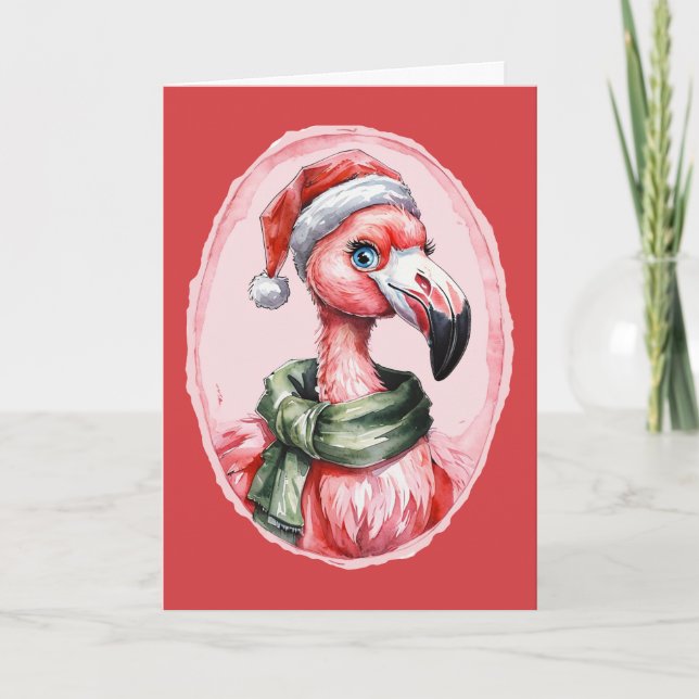 Funny Animal Christmas Favorites - Flamingo 1 Card (Front)
