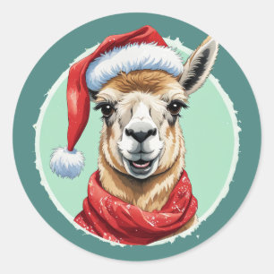 Funny Animal Christmas Favorites - Llama 1 Classic Round Sticker