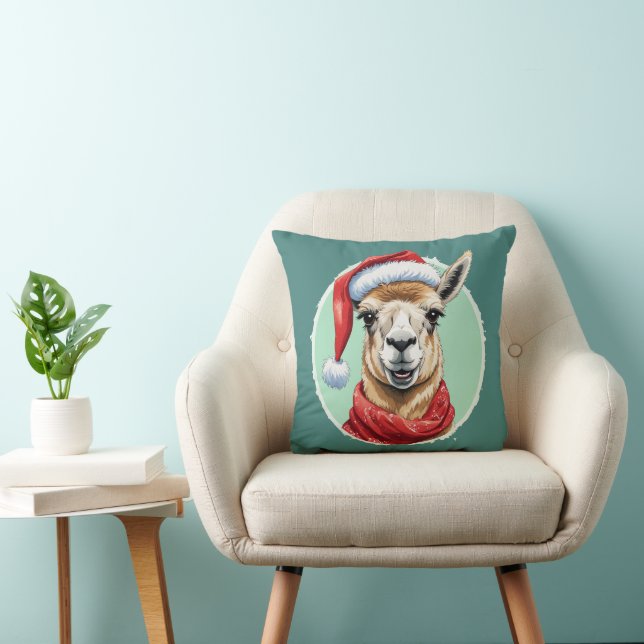 Funny Animal Christmas Favorites - Llama 1 Throw Pillow (Chair)