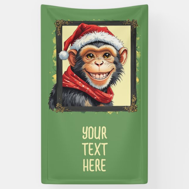 Funny Animal Christmas Favorites - Monkey 2 Banner (Vertical)